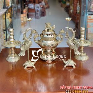 Bộ Đỉnh Đồng Ngũ Sự Tai Mây - Vàng Bóng