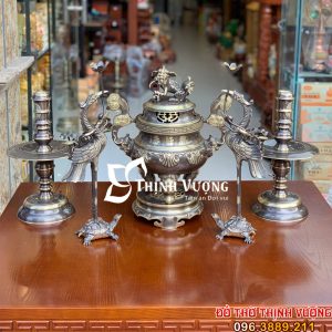 Bộ Đỉnh Đồng Ngũ Sự Tai Mây - Xanh Cạo