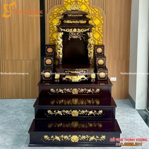 Bộ Ban Thần Tài 3 Mái Xoan Dát Vàng + Kệ 3 Tầng