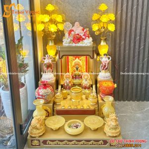 Bộ Ban Thần Tài Hỏa Vượng Phúc Chiêu + Bộ Thờ Đá Onix Thạch Anh Vàng