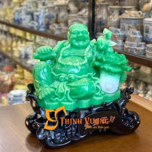 Tượng Di Lặc Sứ Bột Đá Xanh Ngọc DLS010