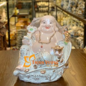 Tượng Phật Di Lặc Bằng Sứ Trắng DLS04