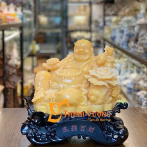 Tượng Di Lặc Sứ Bột Đá Vàng Mật Ong DLS011